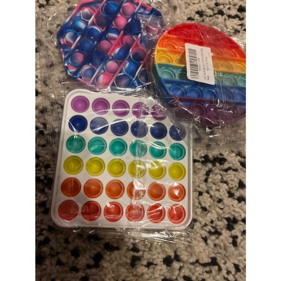 NEW SEALED Multicolor Grid Silicone Fidget Toy Stress Relief Rehab Adult Popper - Picture 2 of 2